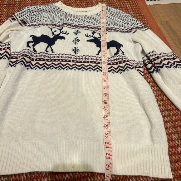 Men’s reindeer knit cream crewneck Chr sweater fair isle nordic - Picture 5 of 7